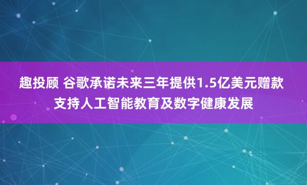 趣投顾 谷歌承诺未来三年提供1.5亿美元赠款 支持人工智能教育及数字健康发展