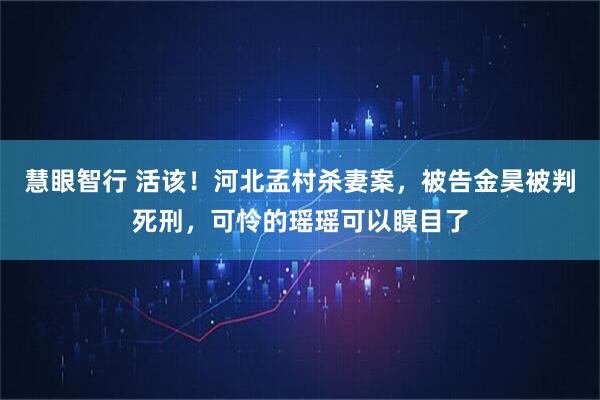 慧眼智行 活该！河北孟村杀妻案，被告金昊被判死刑，可怜的瑶瑶可以瞑目了